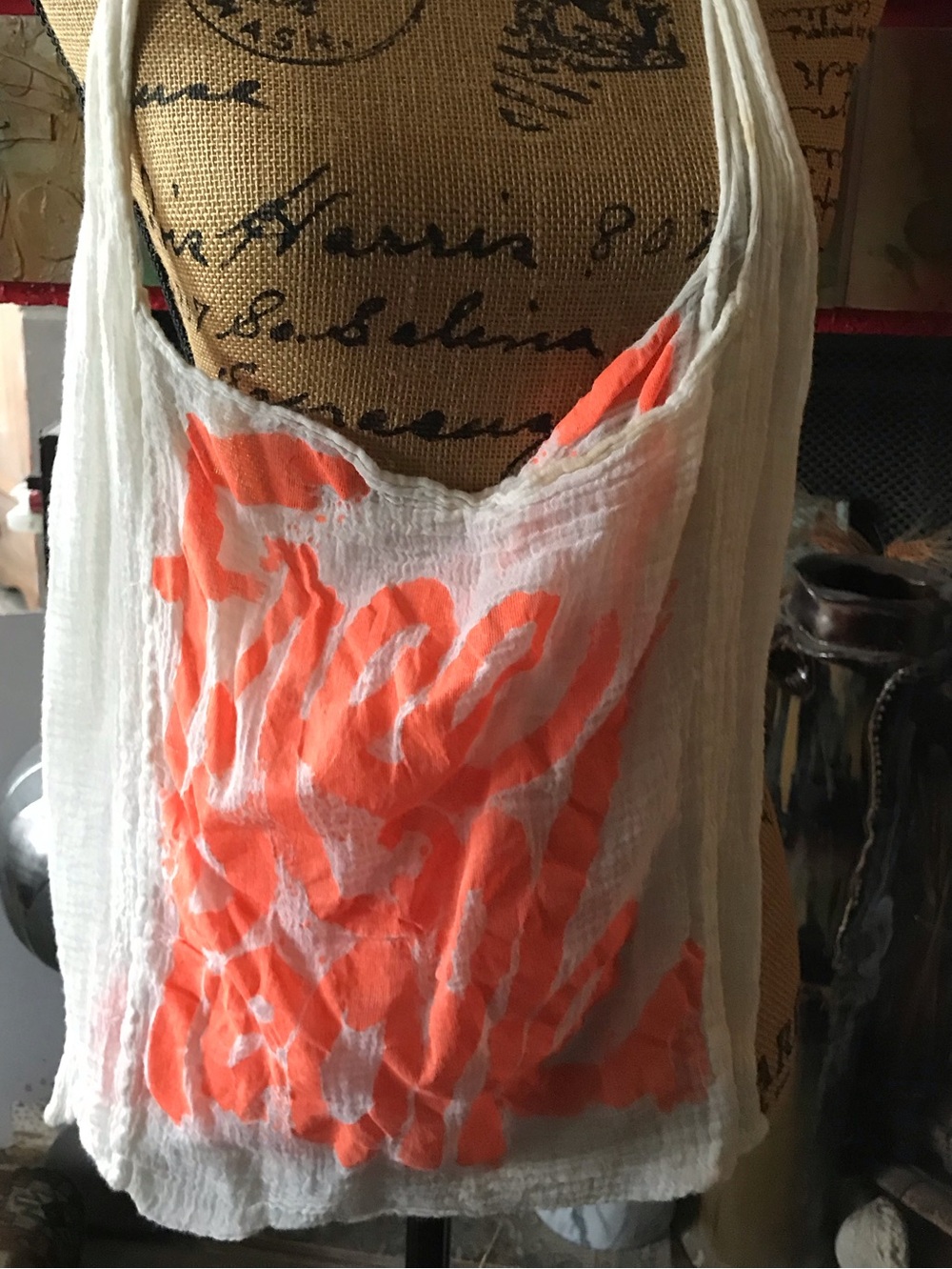 free People Off White Gauzy Beach Bag.